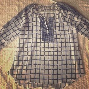 White/black silky blouse, came from Stitch Fix